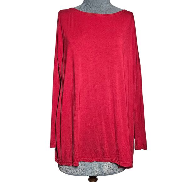Red Bamboo Blend Long Sleeve Tee Size Medium - Picture 1 of 4